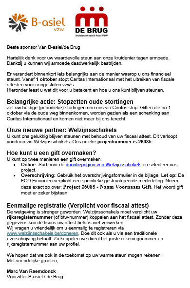 Nieuw: als u een financiële gift wilt geven kan dit niet langer via Caritas maar wel via Welzijnsschakels, klik op de afbeelding om naar de pagina 'giften' te gaan.